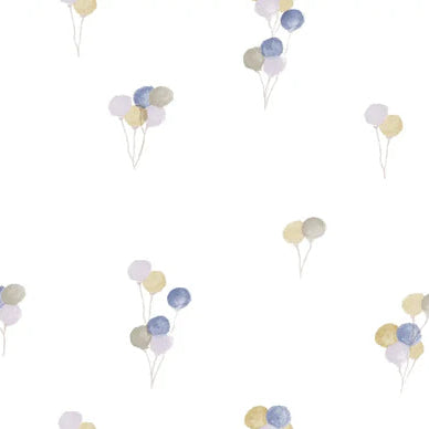 Family Fabrics - Balloons Balloons Off White Blue