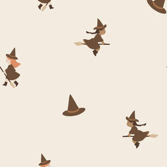 Family Fabrics - Flying Witches Brown