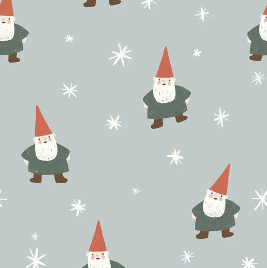 Family Fabrics - Christmas Gnome and Stars Blue - Small Scale