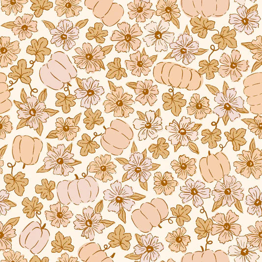 Family Fabrics - Eva Catharina - Pumpkins in Flowerbed