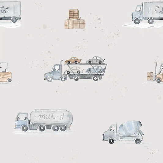 Family Fabrics - Christiane Zielinski - Trucks Blue