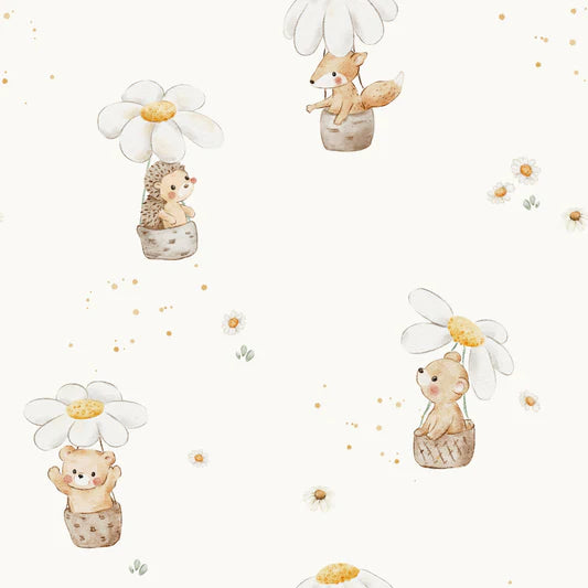 Family Fabrics - Thu Ha Kung - Daisy Balloons Off White