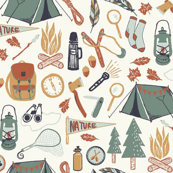 Family Fabrics - Hufton Studio - Camping Trip Mustard