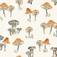 Family Fabrics - Hufton Studio - Little Mushroom Cream Orange