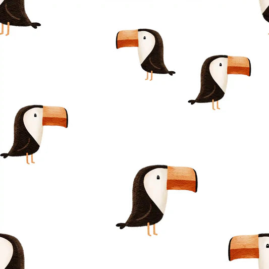 Family Fabrics - Zanet From Wonderland - Safari Toucan White
