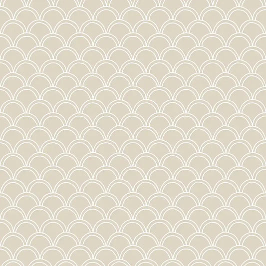 Family Fabrics - Zanet From Wonderland - Scallops White Brown
