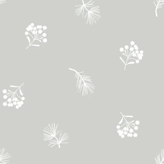 Family Fabrics - Zanet From Wonderland - Berries Pines Sprinkled Sage