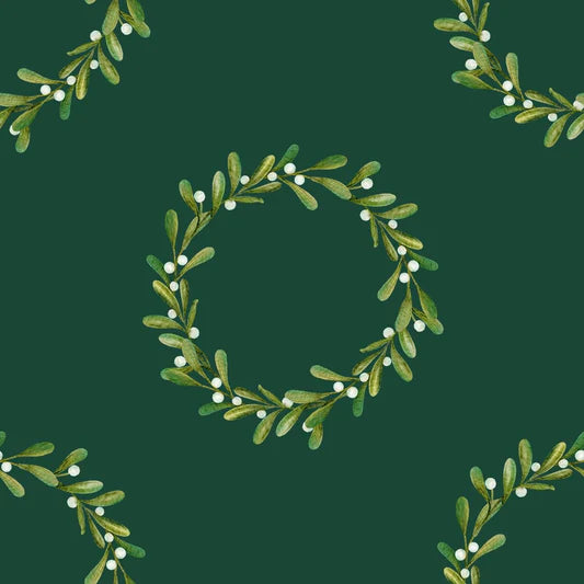 Family Fabrics - Zanet From Wonderland - Christmas Wreath Green