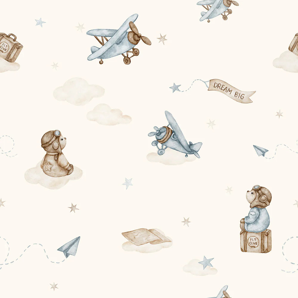 Family Fabrics - Brush & Bear - Little Pilot