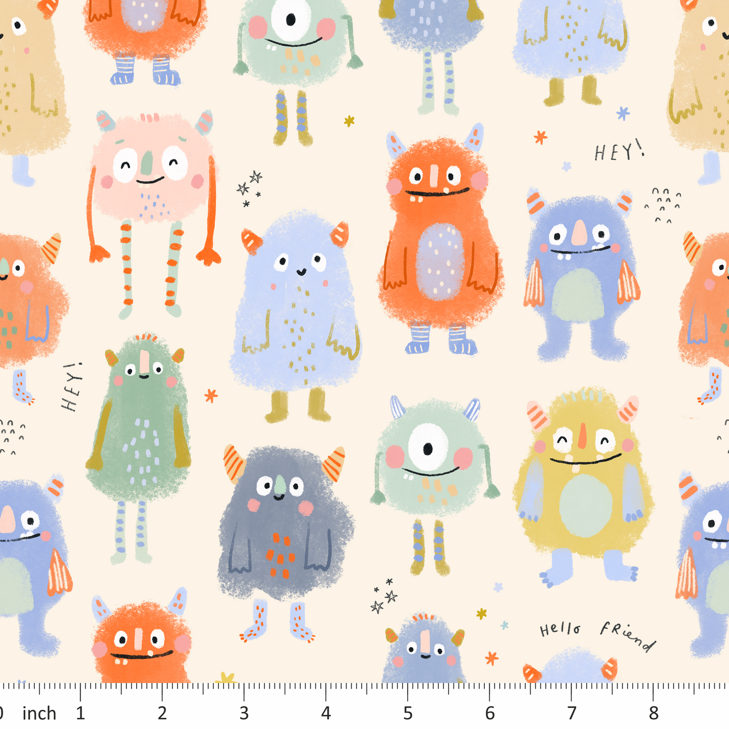 Lumelo and Ginger - Bups - Little Monsters - on Ecru