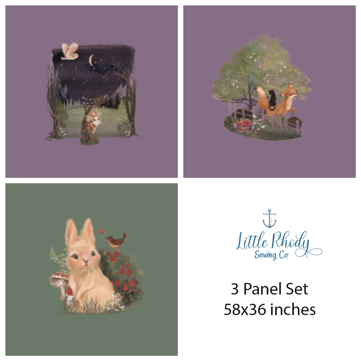 Enchanted Forest At Night - 3 Panel Set