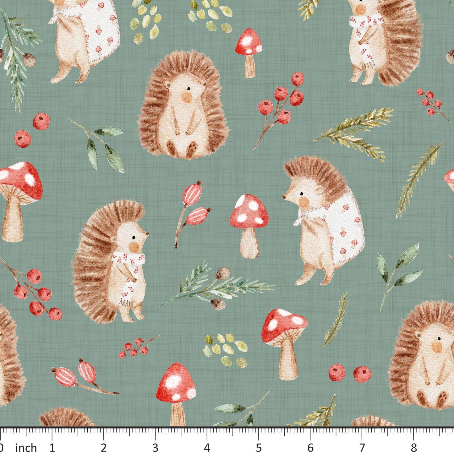 Lumelo and Ginger - Hattie - on Leaf - Little Rhody Fabric Exclusive Colorway - Hedgehog