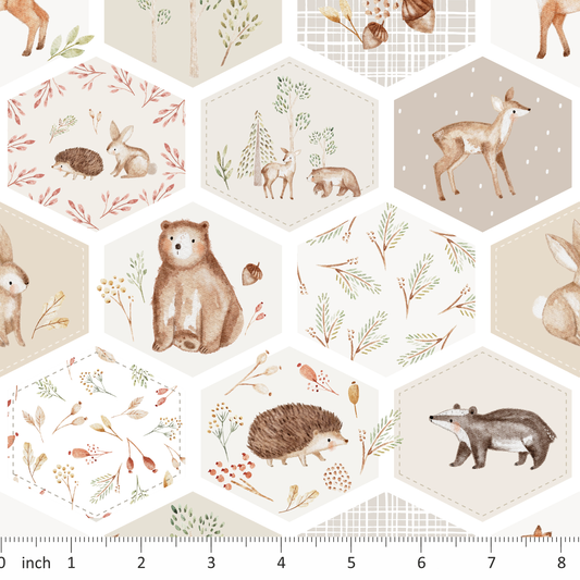 Lumelo and Ginger - Hickory Quilt - Woodland Forest - Bears - Foxes - Mushrooms - Acorns