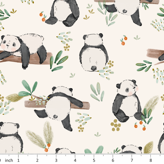 Lumelo and Ginger - Nolan - Panda Bear -  Coordinating Fabric Available - Mandarin Oranges
