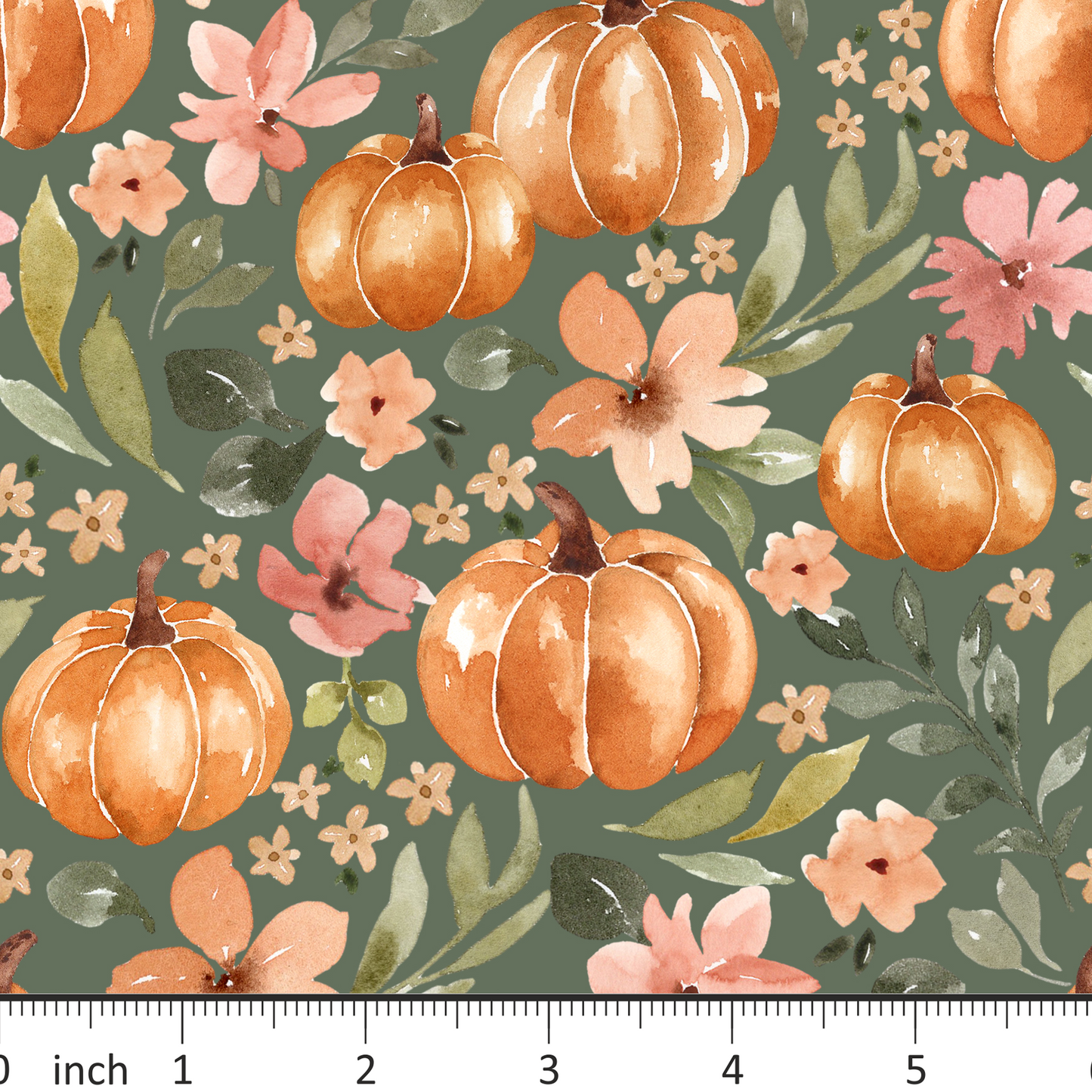 Pumpkin Patch on Dusky Green - Little Rhody Exclusive Colorway