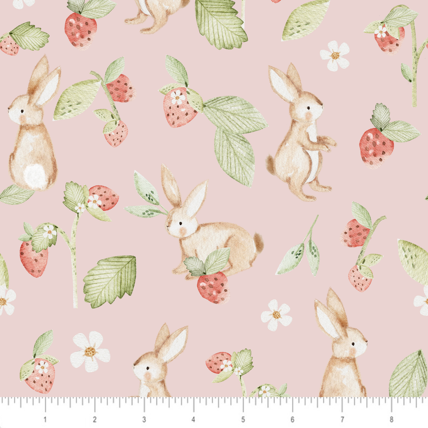 Lumelo and Ginger - Bunnies and Strawberries - on Pink