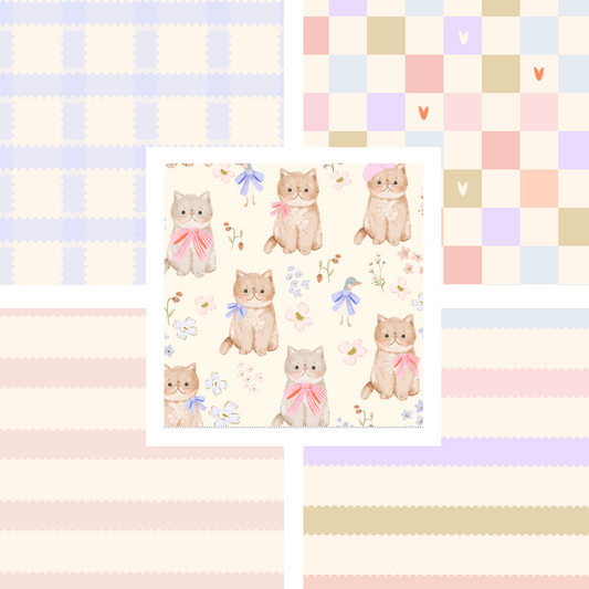 Lumelo and Ginger - Mable - Cats - Kittens - Coordinating Prints Available!