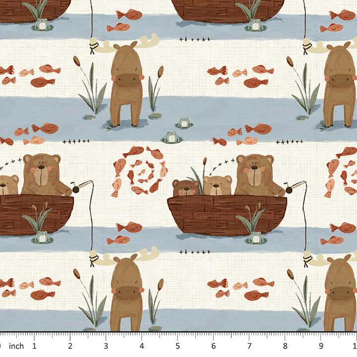 Beeky Illustrations - Bear Fishing Stripes