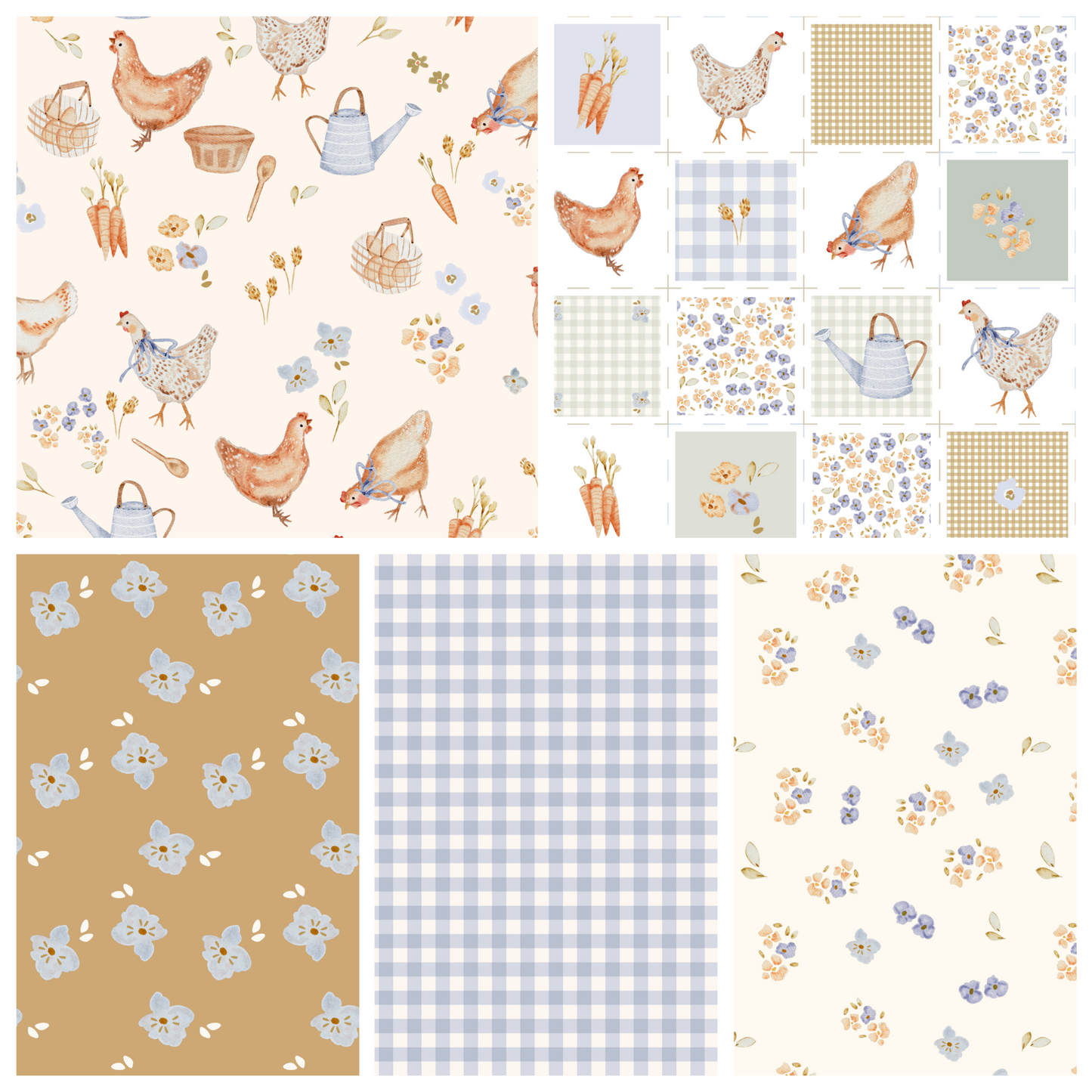 Lumelo and Ginger - Flowers on Ochre - Shack Coordinate - Floral