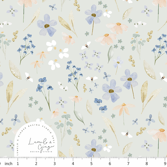 Lumelo and Ginger - Floof Floral - on Chalk