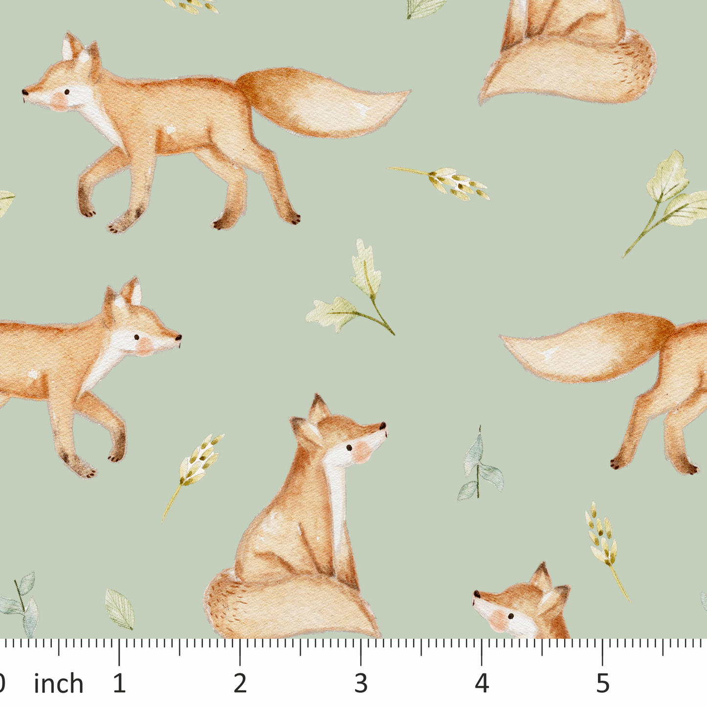 Lumelo and Ginger - Hawthorn - On Light Sage - Fox - Foxes