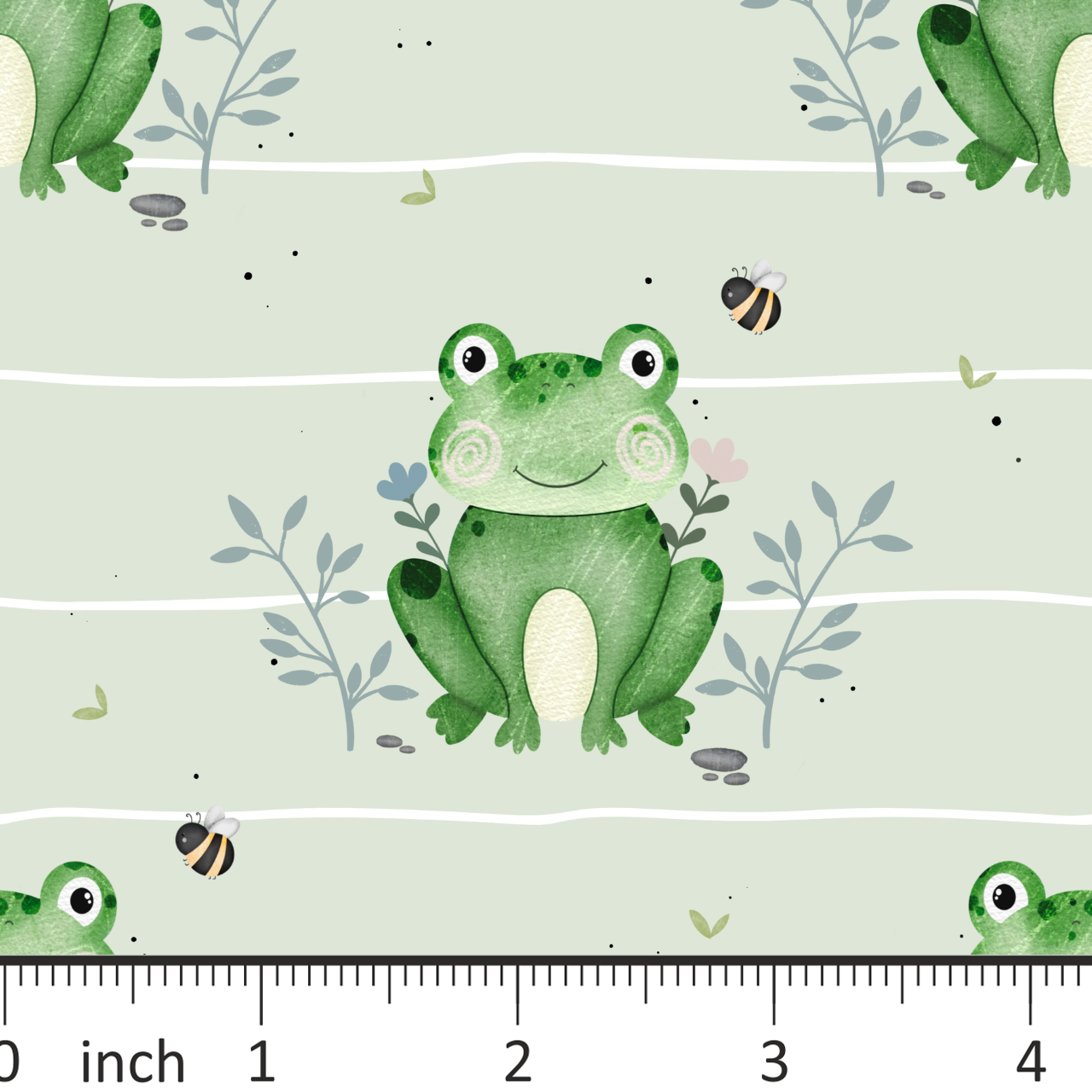 Frog and Bee - On Green Stripes