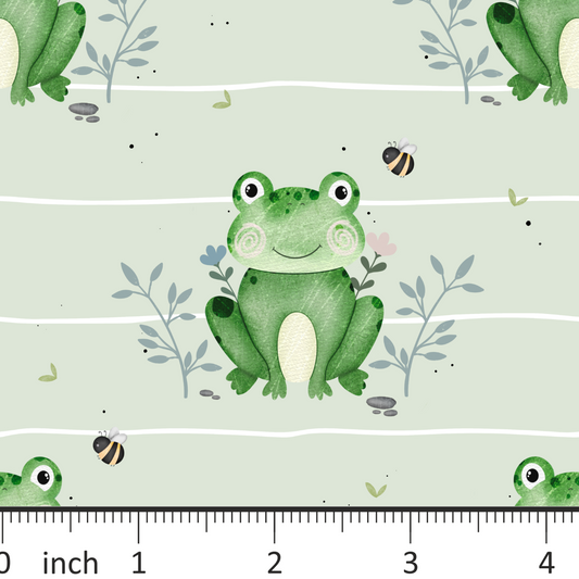 Frog and Bee - On Green Stripes