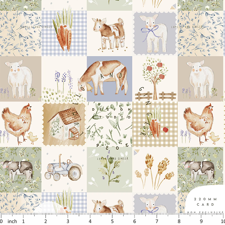 Lumelo and Ginger - Grove Acres Farm Patchwork - Cow - Goat - Sheep - Tractor - Lamb - Chicken