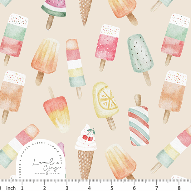 Lumelo and Ginger - Scattered Ice Lollies - on Creme