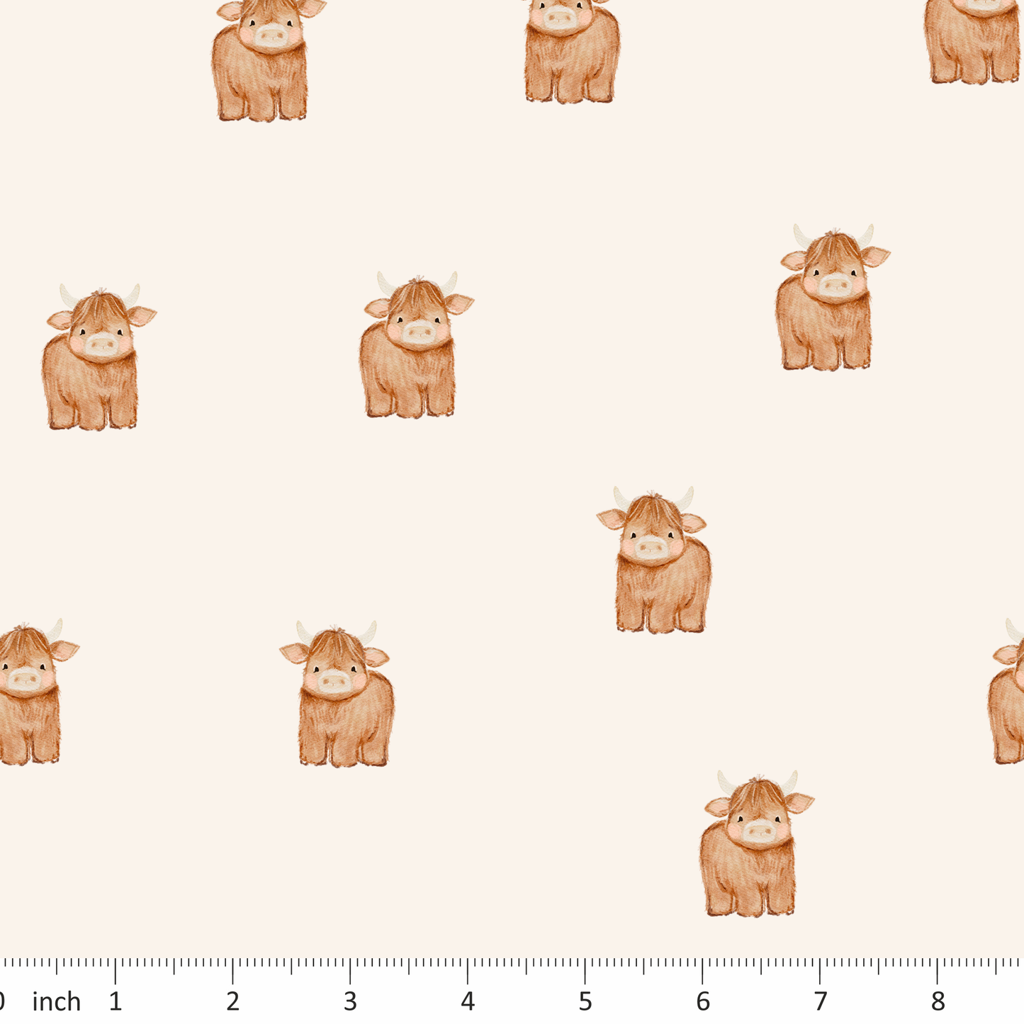 Lumelo and Ginger - Highland Cows - on Ecru - Clove Coordinating Design