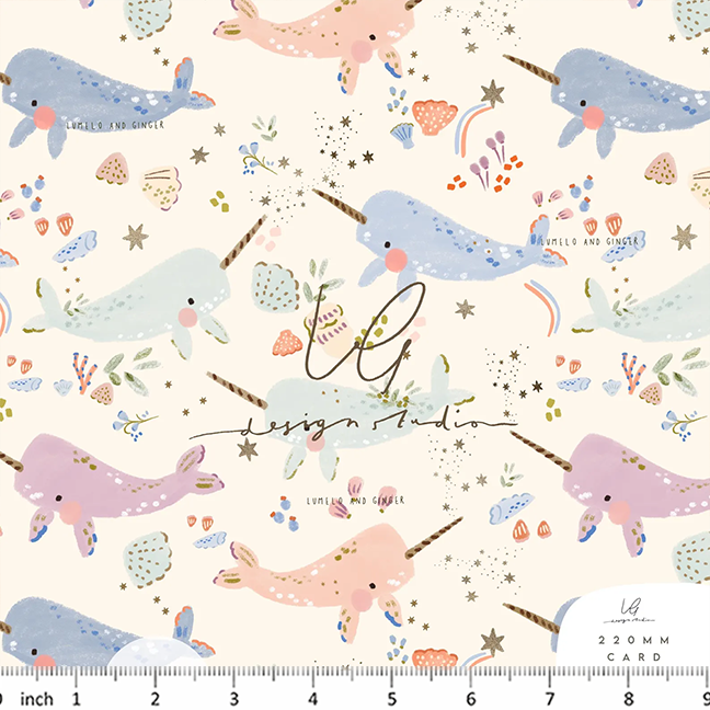 Lumelo and Ginger - Mochi - on Ecru - Narwhal