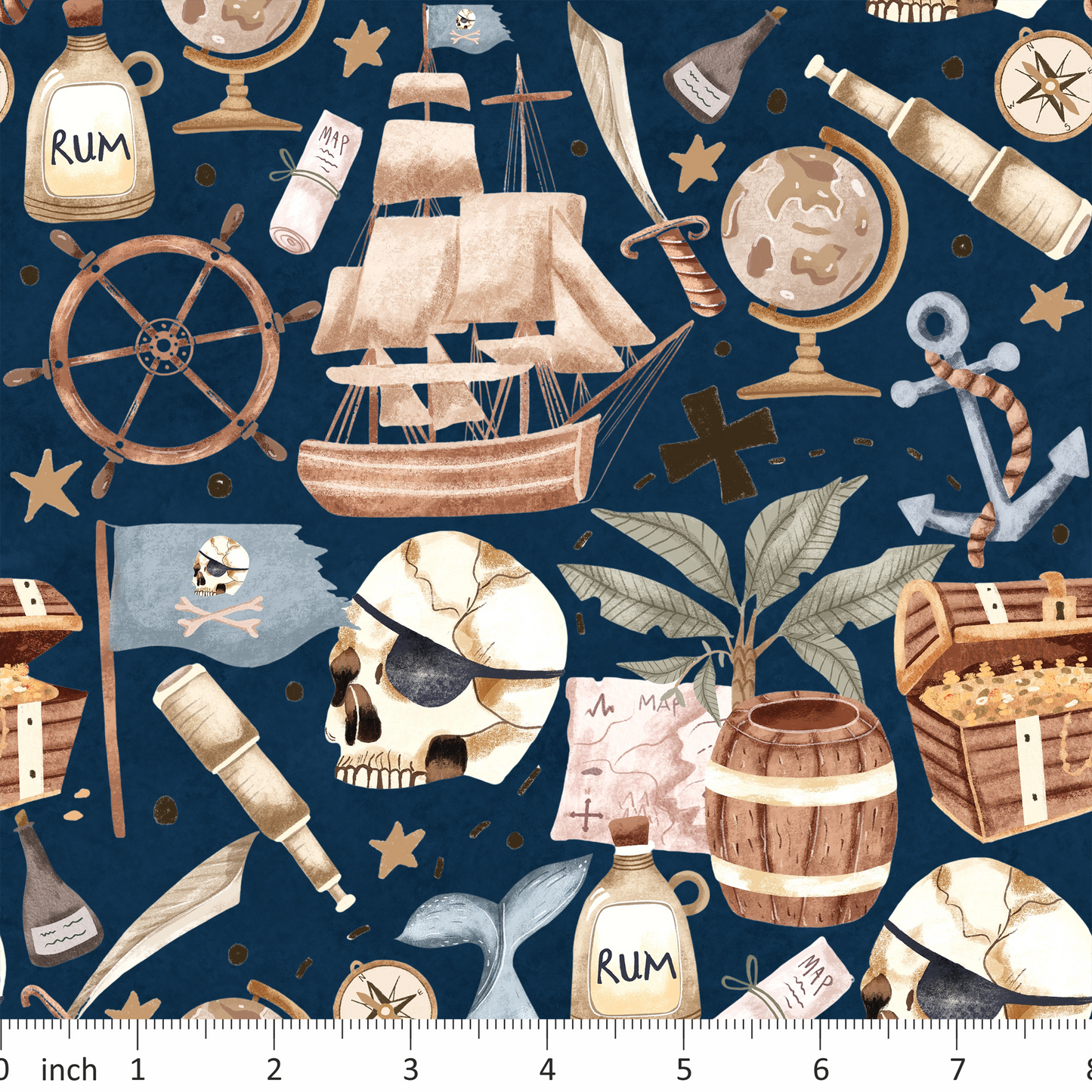 Treasure Island - On Navy Blue