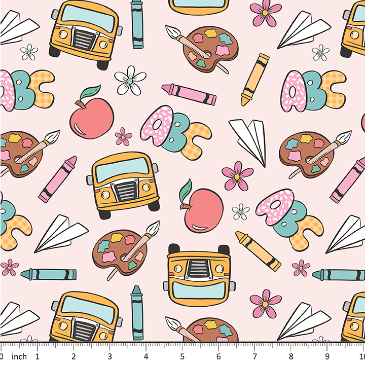 Back to School Bus on Pink