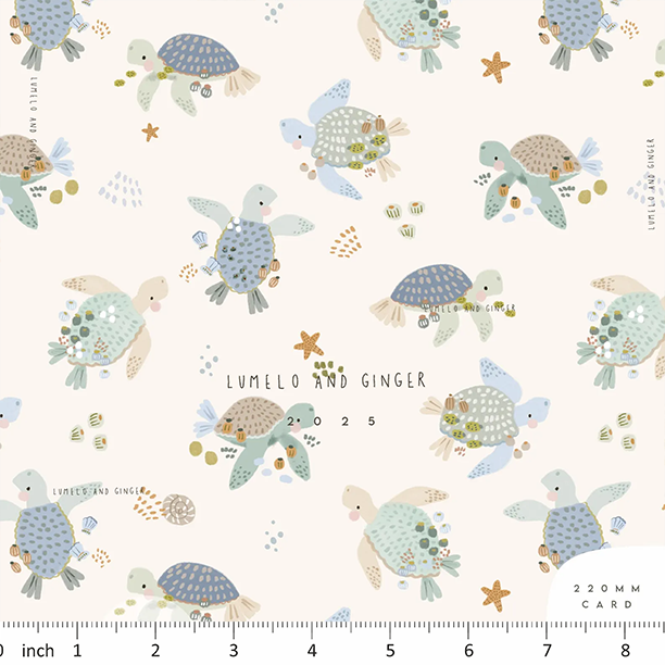 Lumelo and Ginger - Sid - on Ecru - Sea Turtles
