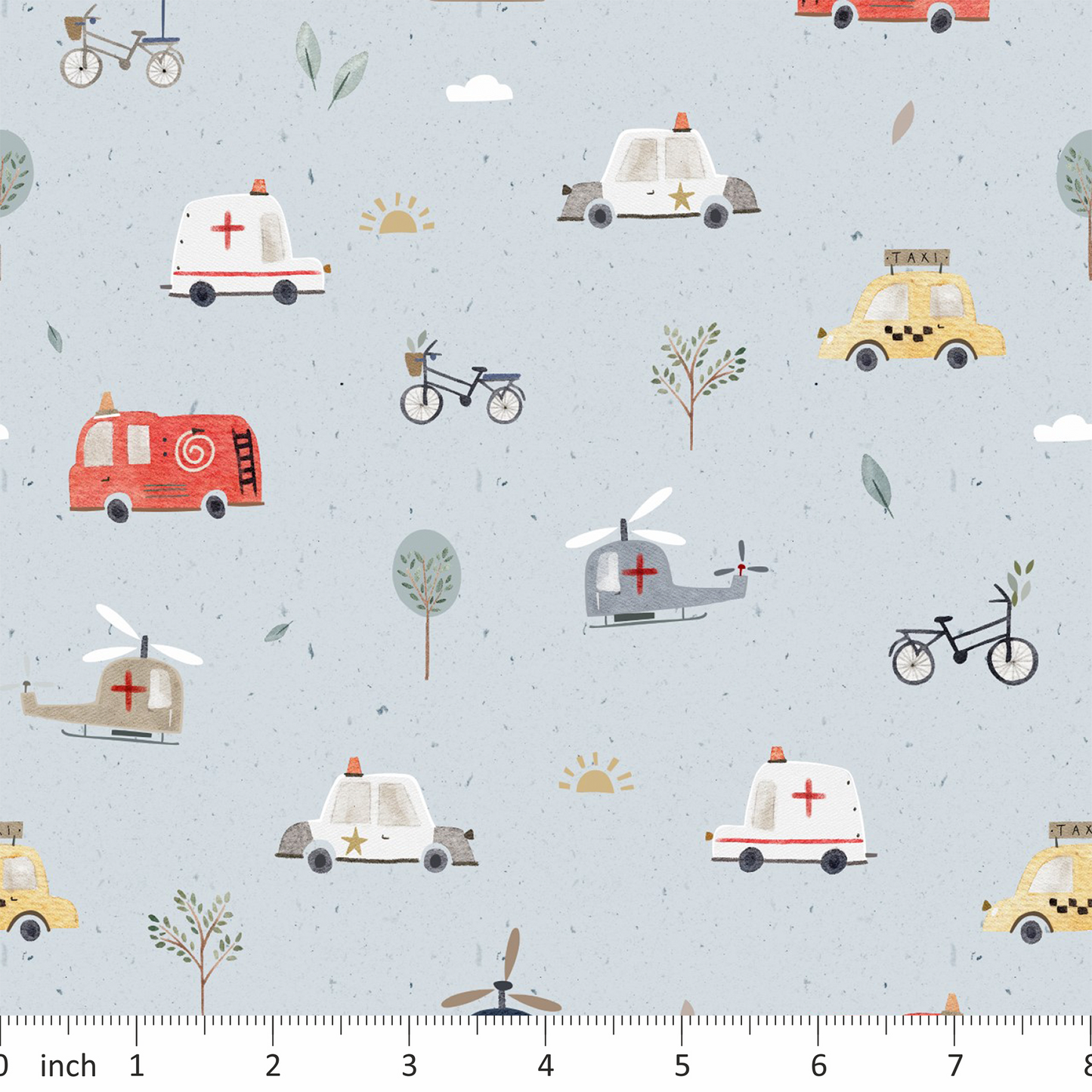 Lumelo and Ginger - Traffic - on Blue - Police - Ambulance - Firetruck - Helicopter