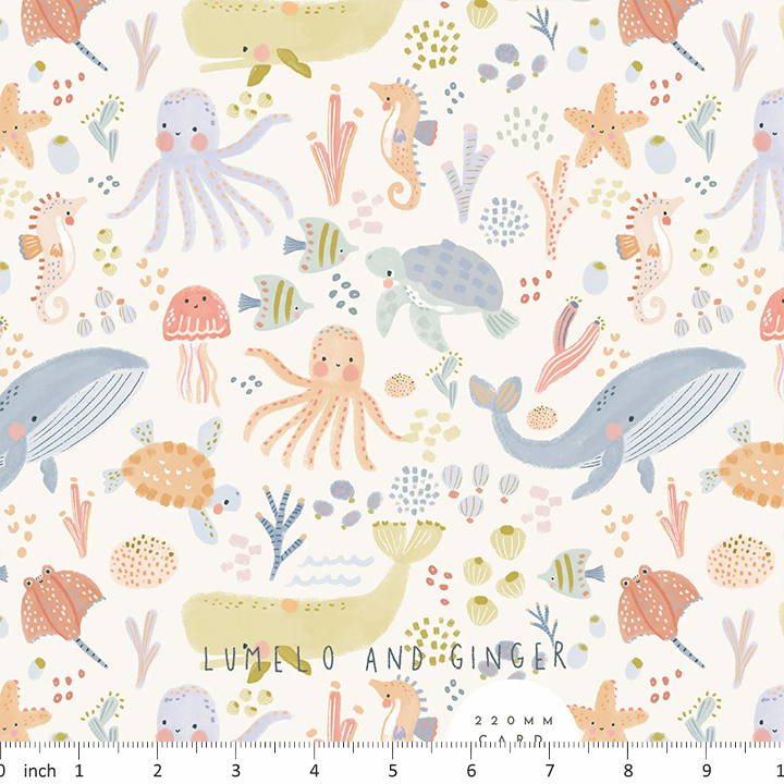 Lumelo and Ginger - Under the Sea - on Ecru