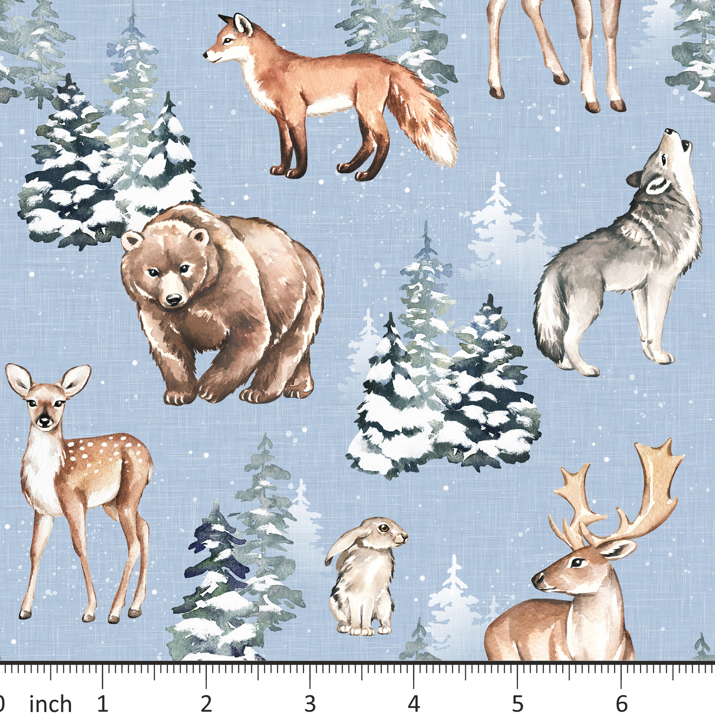 Mirabelle Designs - Winter Woodland - on Light Blue - Little Rhody Exclusive Colorway