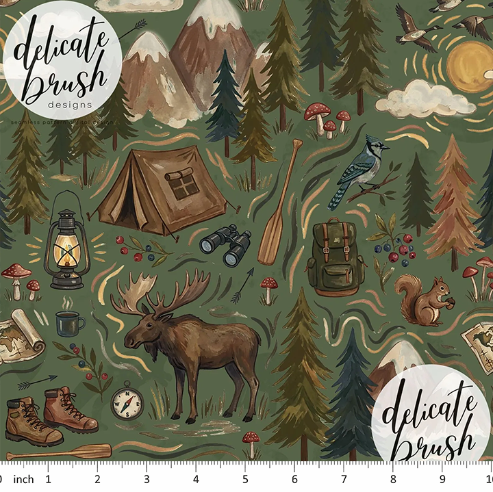 Delicate Brush Designs - Deep Woods Campsite - Moose - Forest