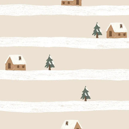 Family Fabrics - House in the Snow Stripe Beige