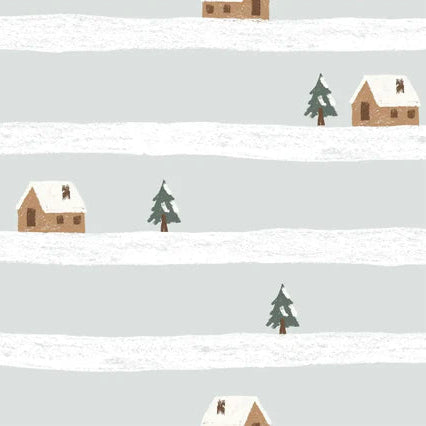 Family Fabrics - House in the Snow Stripe Blue