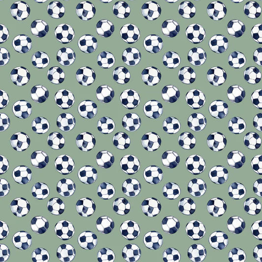 Family Fabrics -  Soccer Off Green