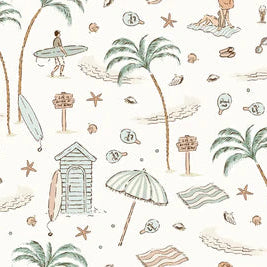Family Fabrics - Eva Catharina - Beach Life Green