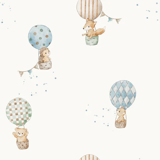 Family Fabrics - Thu Ha Kung - Hot Air Balloons Off White