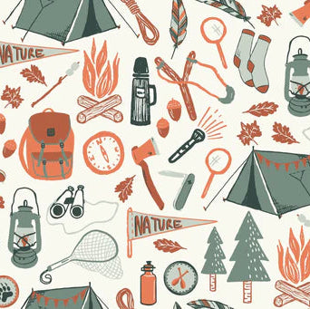 Family Fabrics - Hufton Studio - Camping Trip Orange