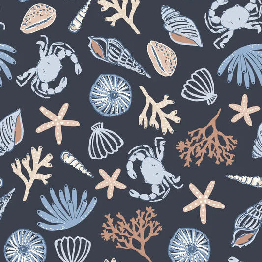 Family Fabrics - Hufton Studio - Rock Pool Navy Blue