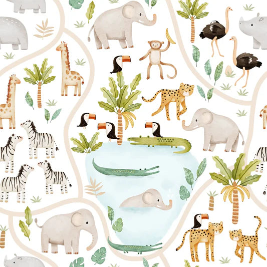 Family Fabrics -  Zanet From Wonderland -  Safari Map Small