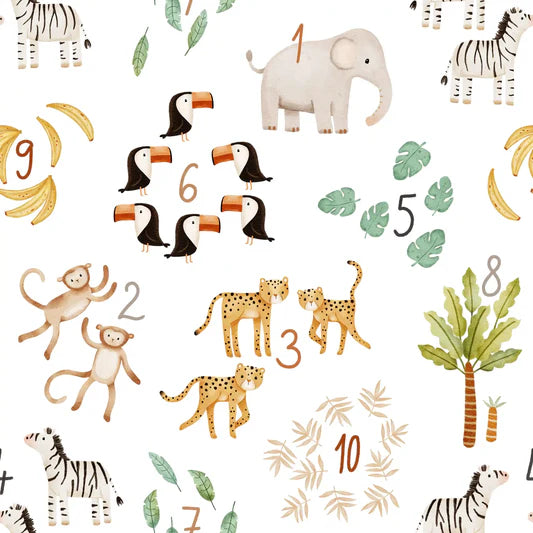 Family Fabrics -  Zanet From Wonderland - Safari Numbers Small