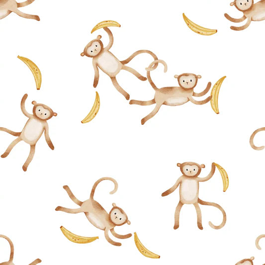 Family Fabrics -  Zanet From Wonderland - Safari Monkey Banana