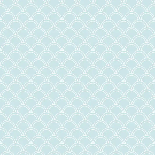 Family Fabrics -  Zanet From Wonderland - Scallops White Blue