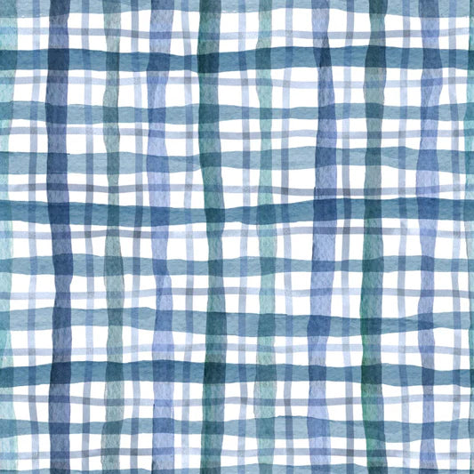 Family Fabrics - Flora and Fable - Hygge Plaid Dusk Blue